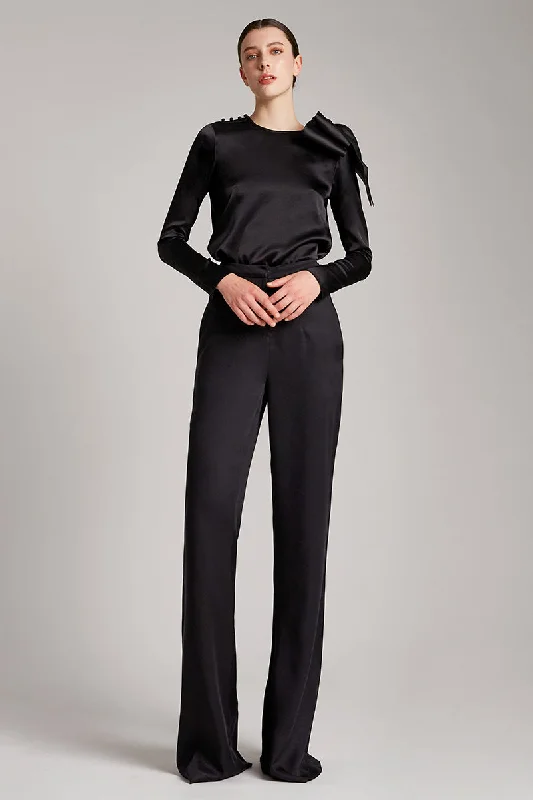 Wide Leg High Waisted Trousers in Black Trousers Exclusive Limited