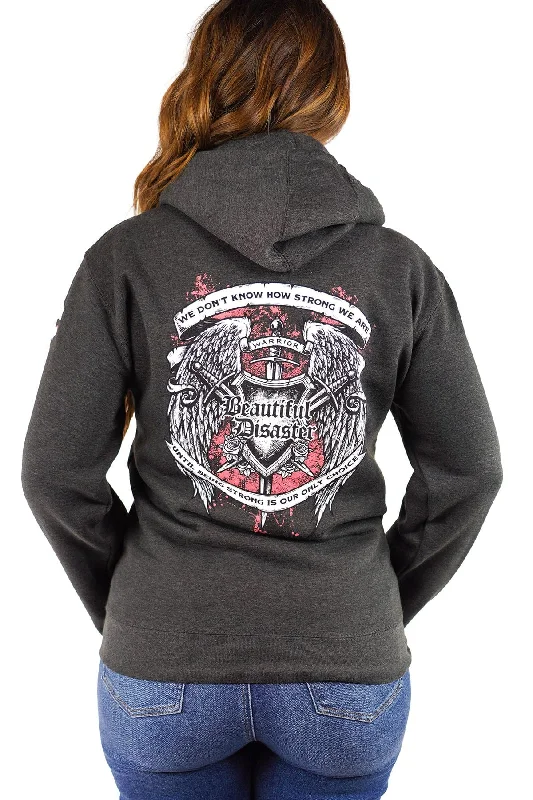 Warrior Zip Hoodie Hoodie with Hem Detail Decorative Unique