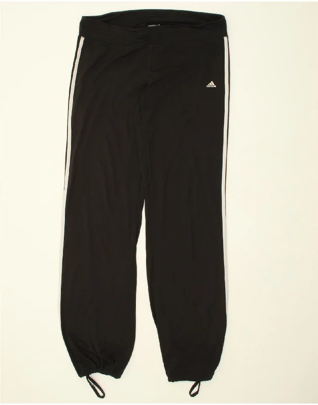 ADIDAS Womens Tracksuit Trousers UK 12/14 Medium  Black Polyester Trousers Print Floral