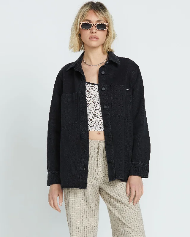 Chill Trap 2 Jacket - Black Hooded Jacket Caped Jacket Shawl Collar Jacket