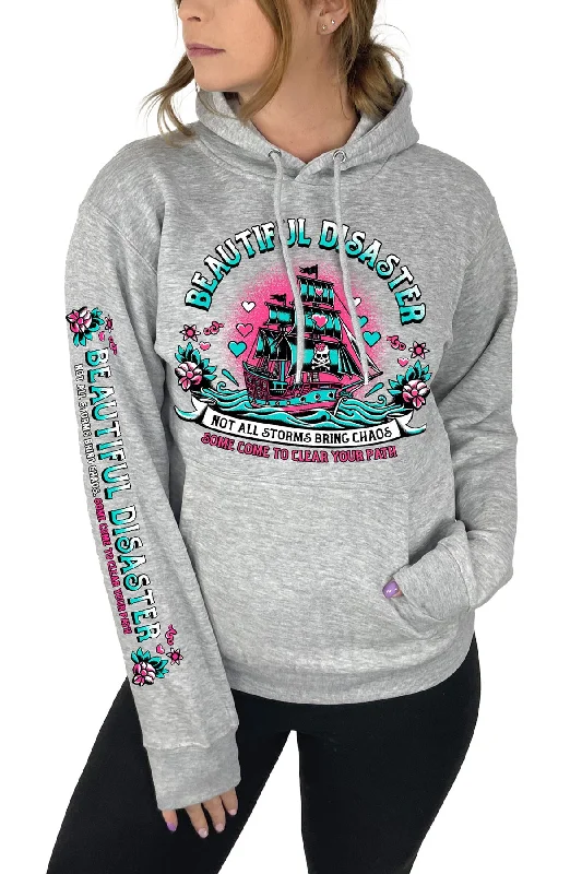 Storm Pullover Hoodie - Heather Grey Hoodie with Raglan Sleeves Sporty Comfortable