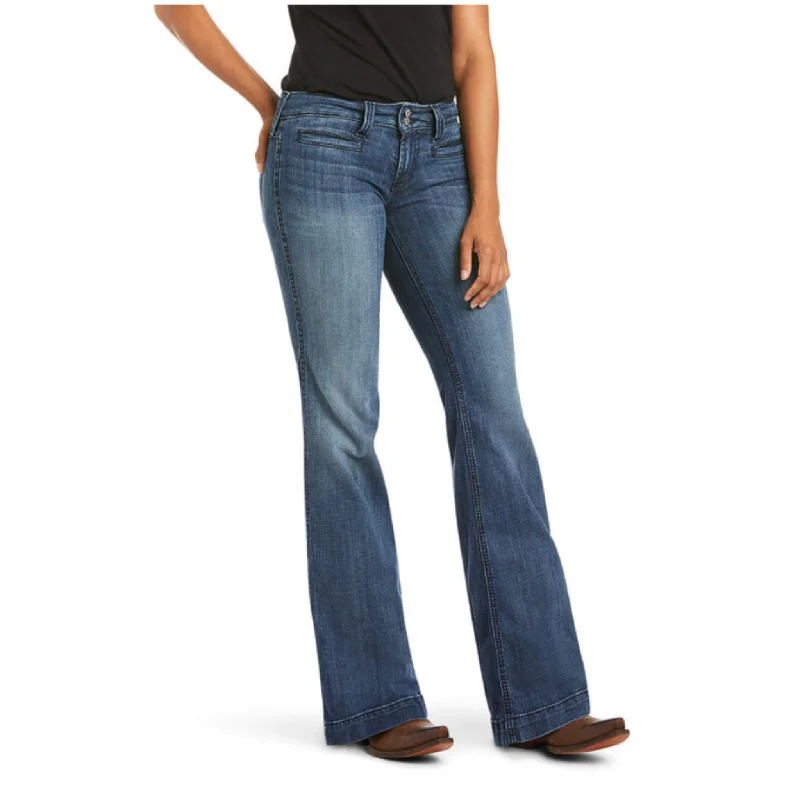 ARIAT WOMEN'S TROUSER MID RISE STRETCH OUTSEAM ELLA WIDE LEG JEAN-10018360 Trousers practical easy-care