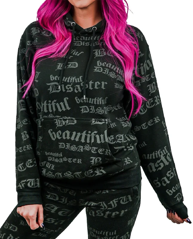 BD Identity Pullover Hoodie - Black Hoodie with Hem Embroidery Detailed Premium