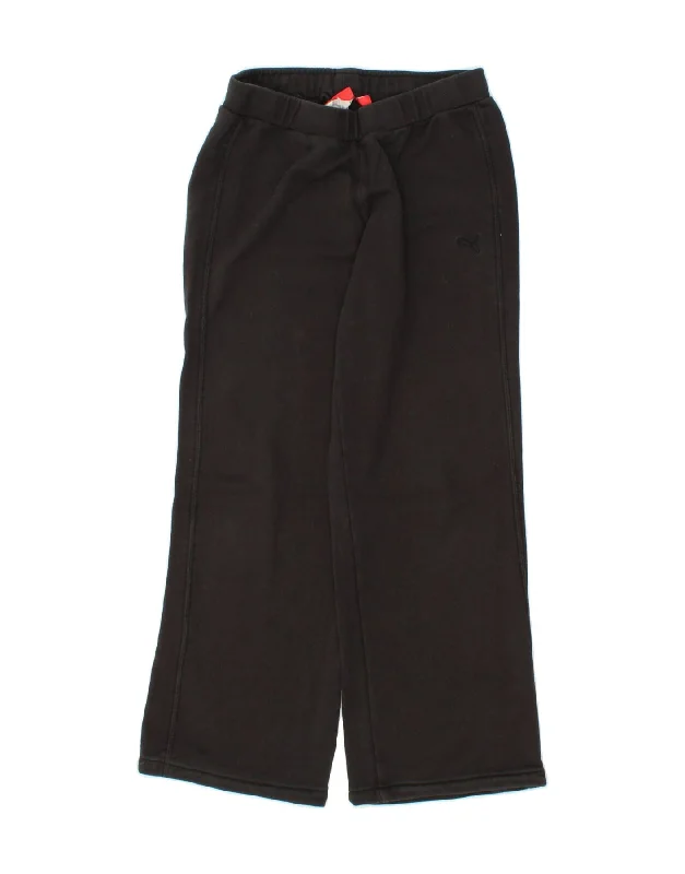 PUMA Womens Tracksuit Trousers UK 12 Medium  Black Cotton Trousers Denim Distressed