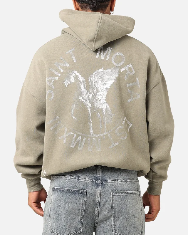 Saint Morta Pegasus Premium Hoodie Khaki Hoodie with Slit Hem Functional Movement