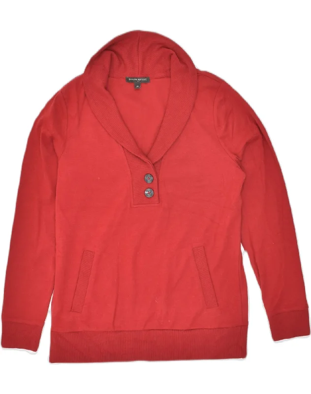 BANANA REPUBLIC Womens Shawl Neck Sweatshirt Jumper UK 14 Medium Red Elegant Velvet Shawl Wrap