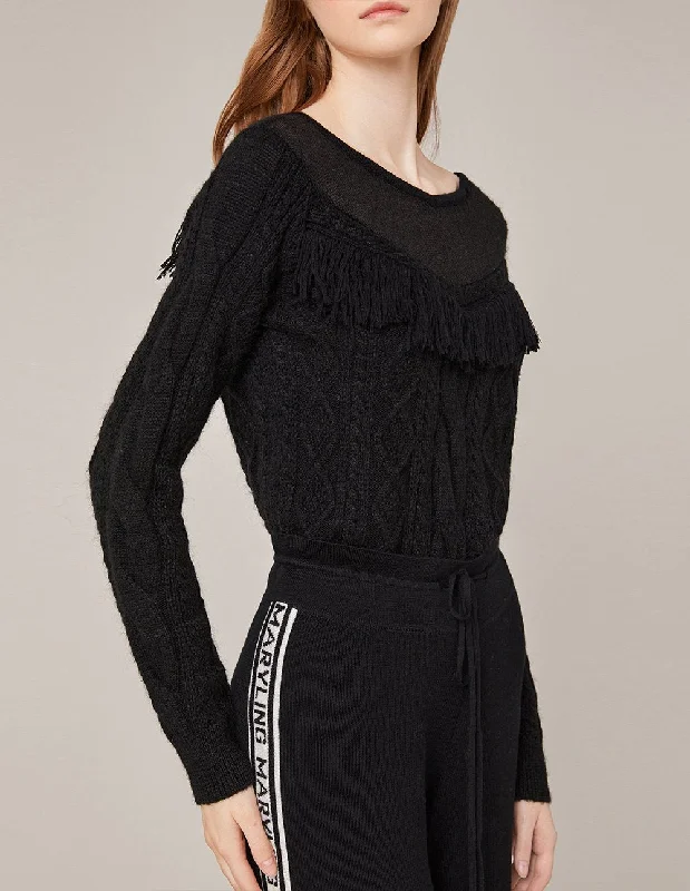 MARYLING V-NECK KNITTED PULLOVER Set Sleeve Pullover