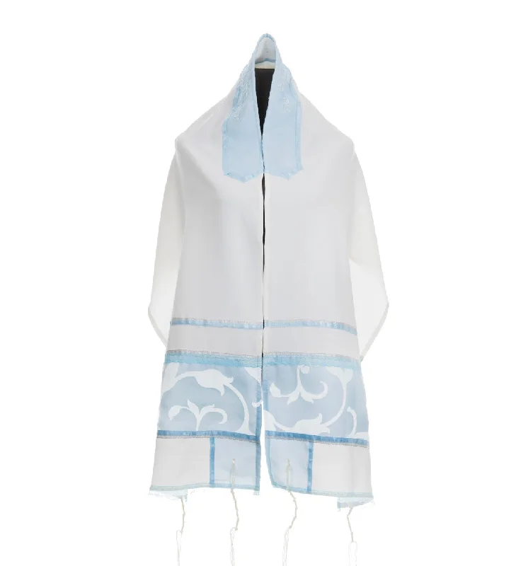 Tallit Paper Cut Blue - Girls Tallit, Bat Mitzvah Tallit, Tallit for Women, Feminine Tallit, Women's Tallit Prayer Shawl Soft Faux Fur Shawl