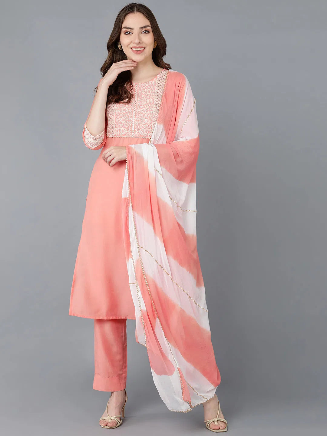 Ahika Poly Silk Embroidered Kurta Trouser With-PKSKD1293A_XS Trousers Modern Contemporary