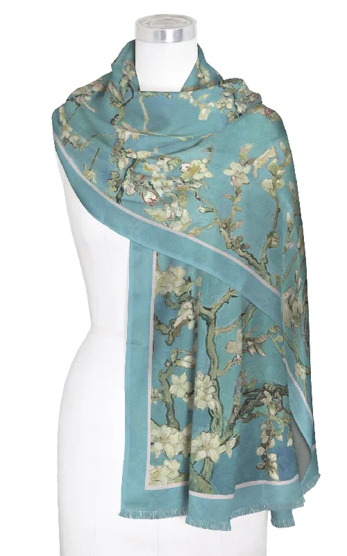 VAN GOGH ALMOND BLOSSOM SILK BLEND WOMEN’S FASHION SHAWL Luxurious Cashmere Shawl Wrap