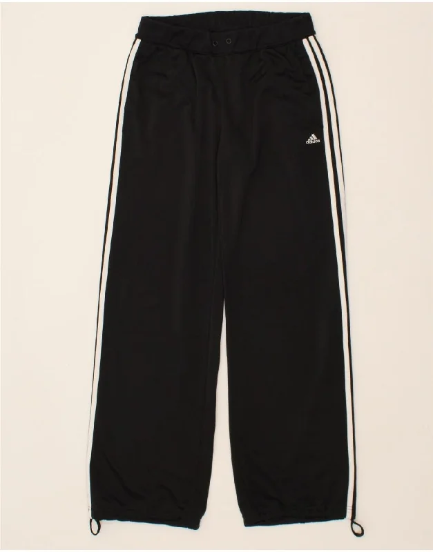 ADIDAS Womens Tracksuit Trousers UK 14 Medium Black Polyester Trousers High Rise Slim Fit