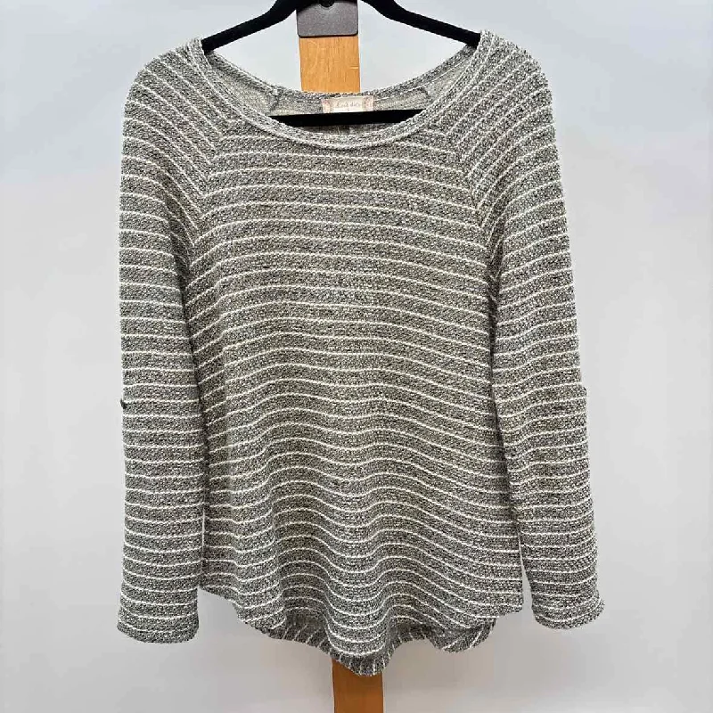 altar'd state Women's Size S Gray Stripe Sweater Stretchy Elastic Breathable