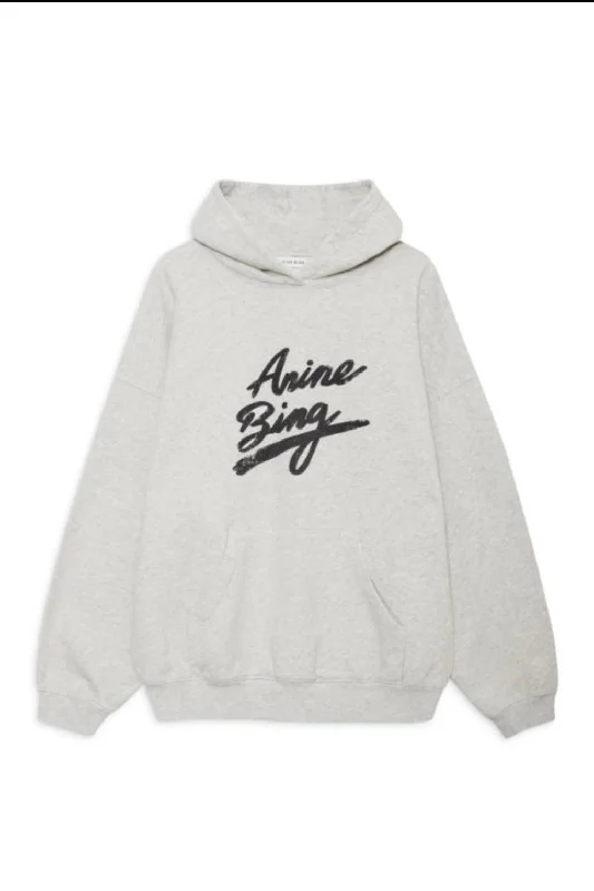 Anine Bing - Harvey Sweatshirt (heather grey) Hoodie with Magnetic Closure Innovative Modern
