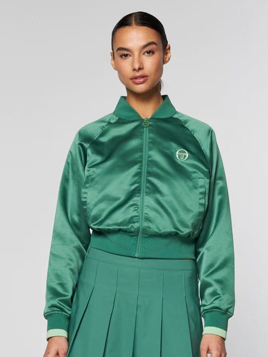 Women's Sergio Tacchini Rosina Bomber Tennis Jacket Zip Front Button Front Snap Front