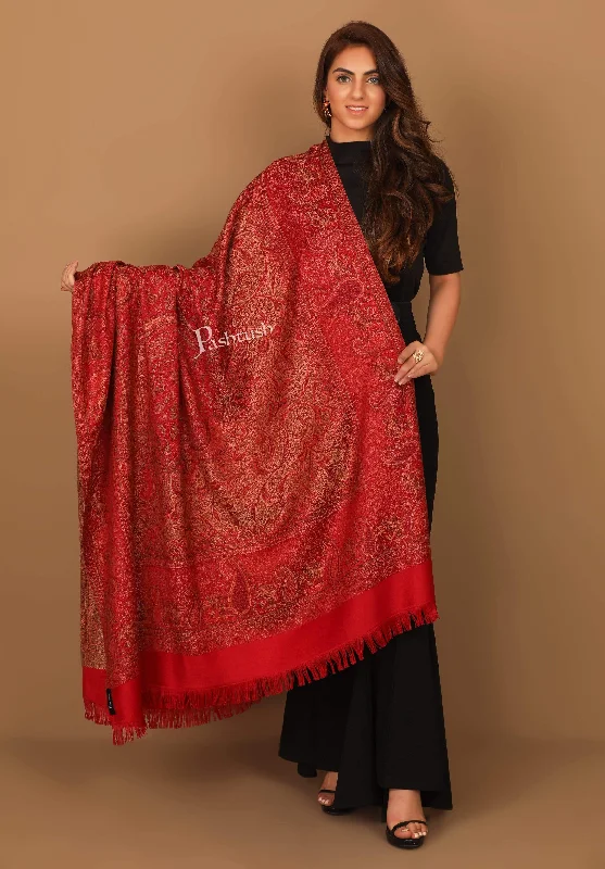 Pashtush Women'S Jamawar Shawl, Faux Pashmina, Maroon Warm Cashmere Shawl Wrap