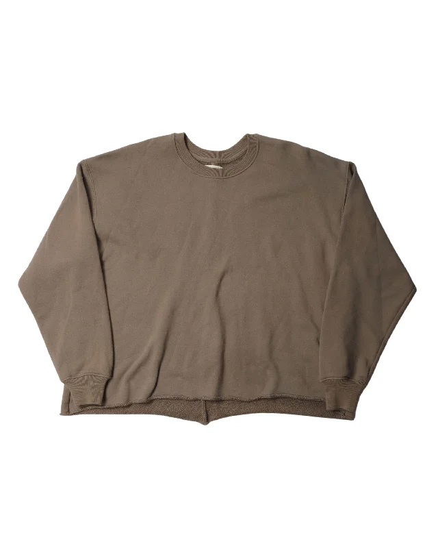 Fourth Collection Raw Hem Crewneck Sweatshirt Hoodie with High-Low Hem Asymmetrical Trendy