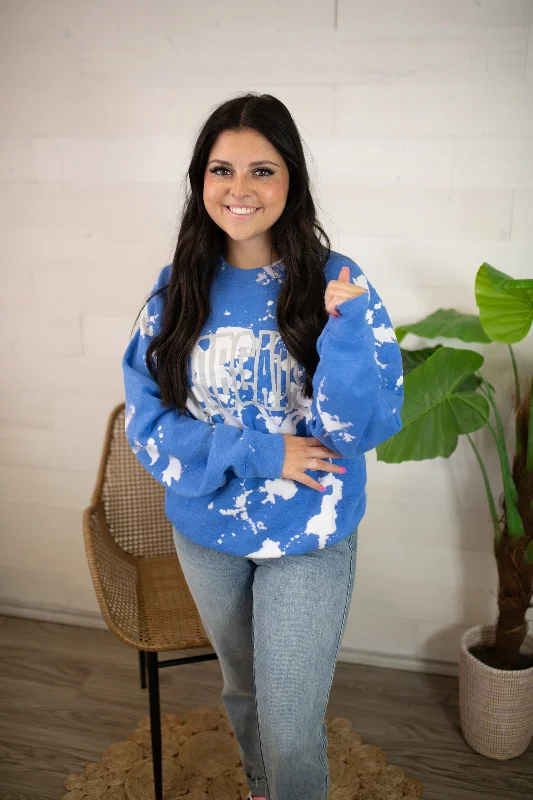 Bobcats Bleached Sweatshirt-Blue Hoodie with Embroidery Detailed Premium