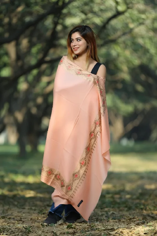 PEACH (CANTALOUPE) COLOUR LUXURY PASHMINA SHAWL DEFINES FEMINISM AND ENHANCES SIMPLICITY Elegant Silk Shawl Scarf