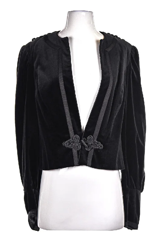 Vintage 80's Perry Velvet Jacket A-Line Jacket Boat Neck Shawl Collar