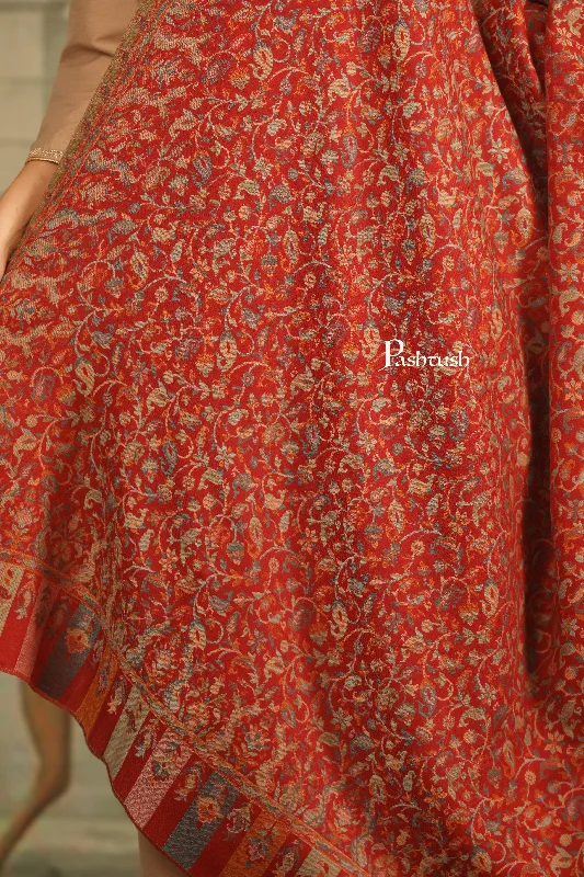 Pashtush Womens Extra Fine Wool Shawl, Paisley Design, Maroon Casual Cotton Shawl
