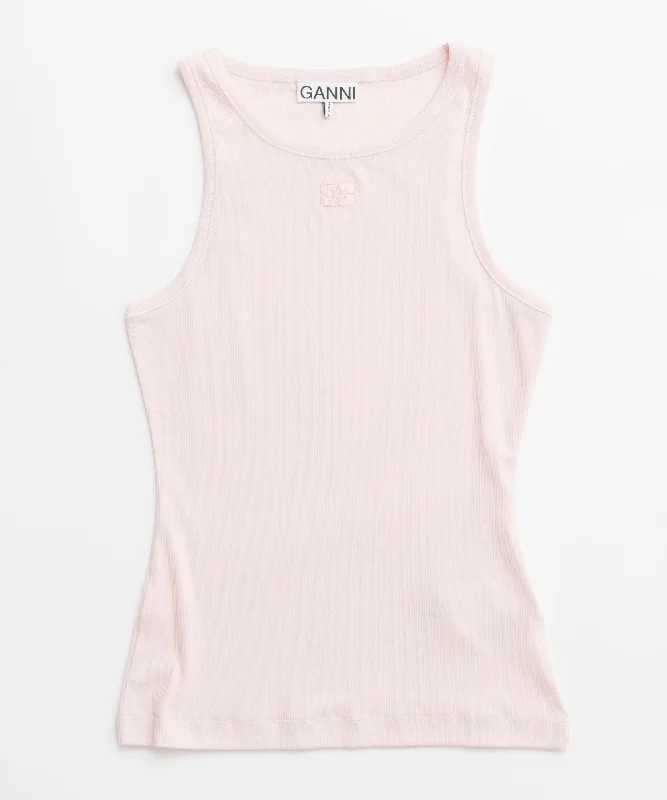 【SALE】【GANNI】Soft Cotton Rib Tank Top lounge tank top