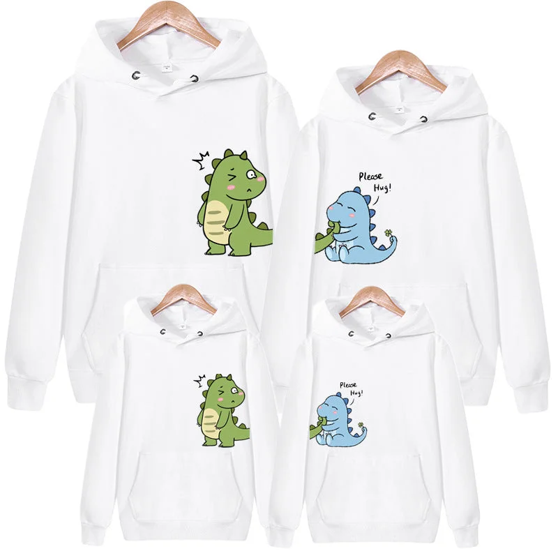 Family Matching Dragon Hug Sweater Notch Collar Peter Pan Collar Cowl Neck