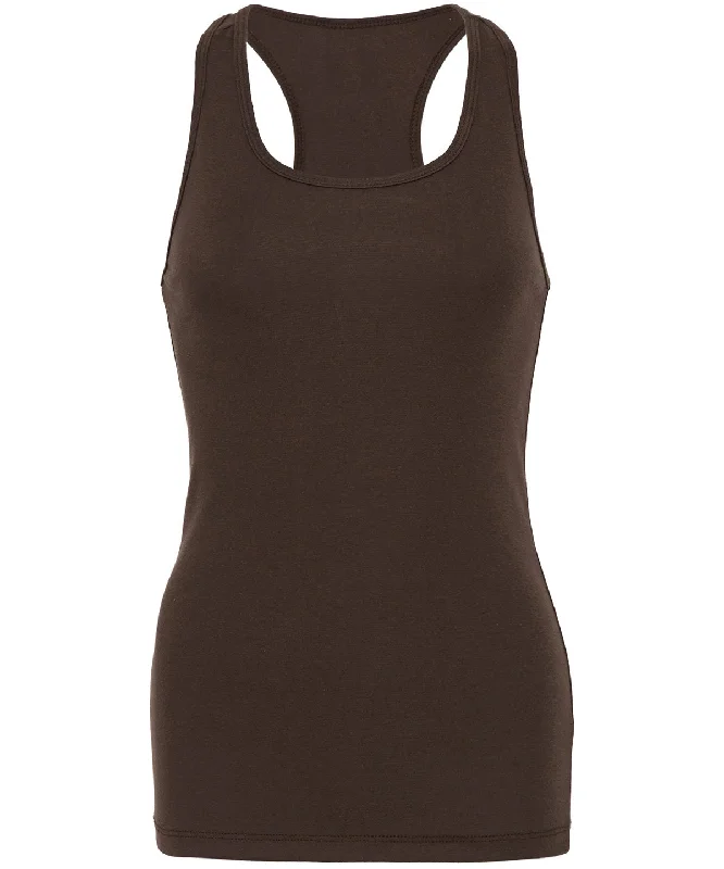 Chocolate - Sheer mini rib racerback tank top seamless tank top
