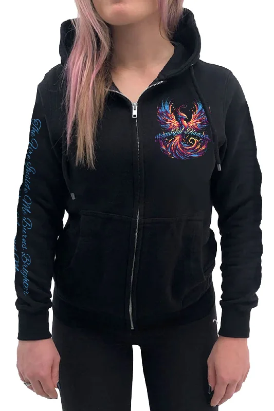 Phoenix 6 Zip Hoodie Hoodie with Raw Hem Edgy Unfinished