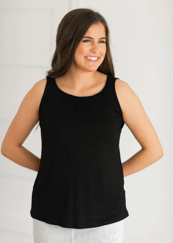 Essential Pleated Neck Layering Tank scoop neck tank