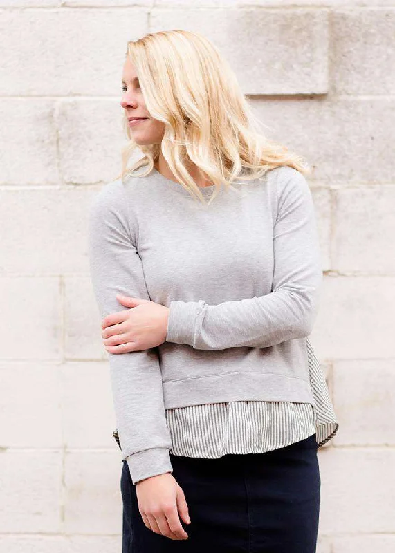 Mixed Ruffle Sweatshirt - FINAL SALE Hoodie with Raw Hem Edgy Unfinished