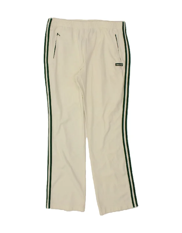 ADIDAS Womens Tracksuit Trousers UK 18 XL  Beige Cotton Trousers Floral Bohemian
