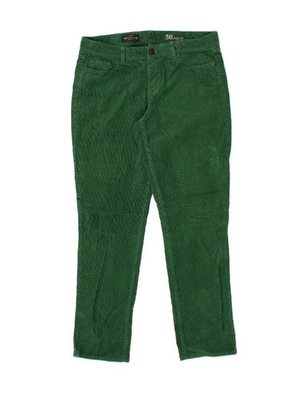 J. CREW Womens Matchstick Regular Corduroy Trousers  W30 L30 Green Cotton Wide Leg Loose Fit Mid Waist