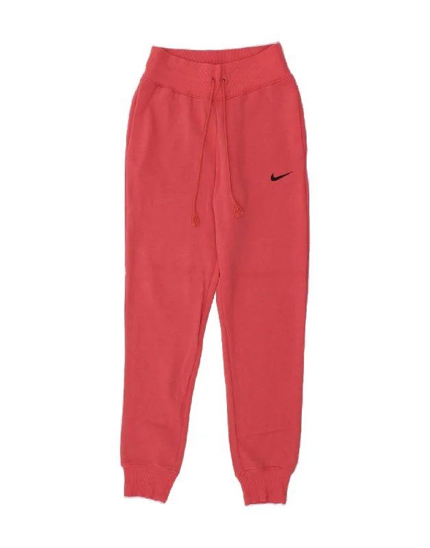 NIKE Womens Tracksuit Trousers Joggers UK 6 XS Pink Cotton Trousers Velvet Soft