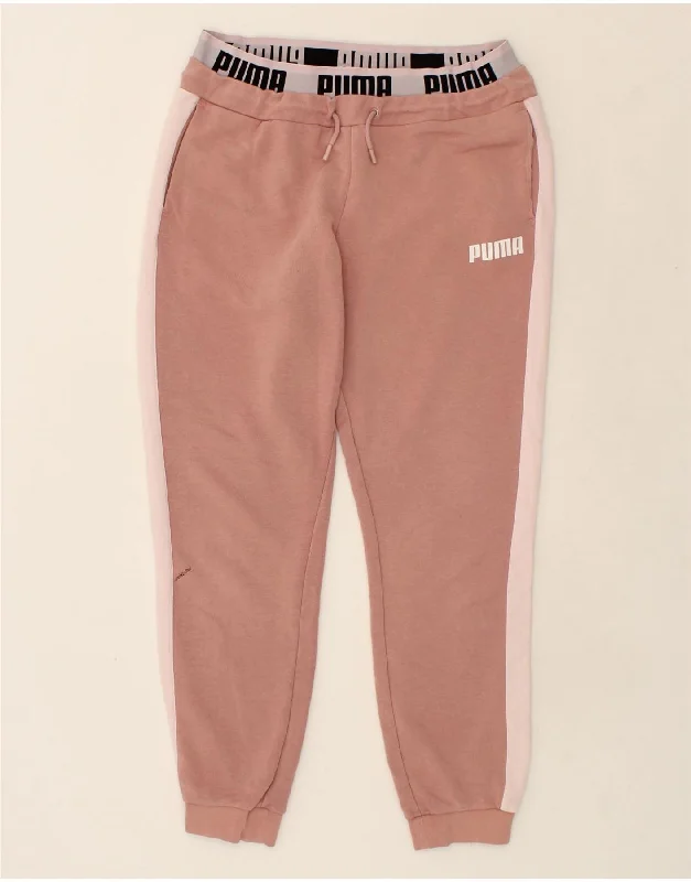 PUMA Womens Tracksuit Trousers Joggers UK 16 Large Pink Colourblock Trousers stylish modern