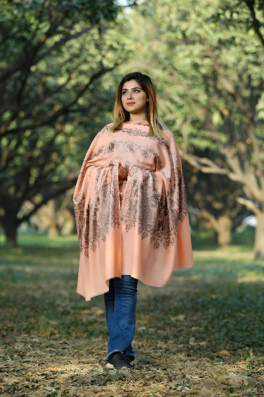 PEACH COLOUR SHAWL DEFINES FEMINISM AND ADDS GLAMOUR LOOKS STEADY AS WELL Fashionable Wool Shawl Cape