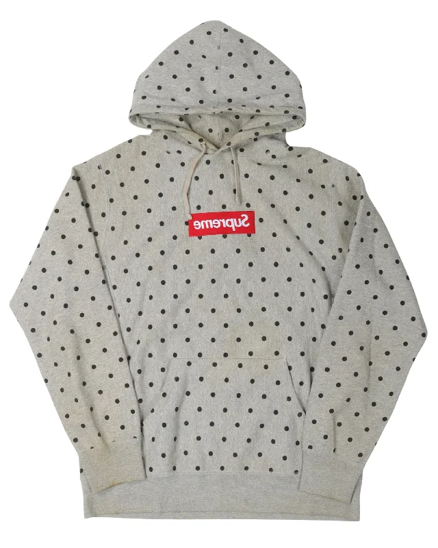 Comme Des Garcons Box Logo Hoodie Hoodie with Frayed Bohemian Relaxed