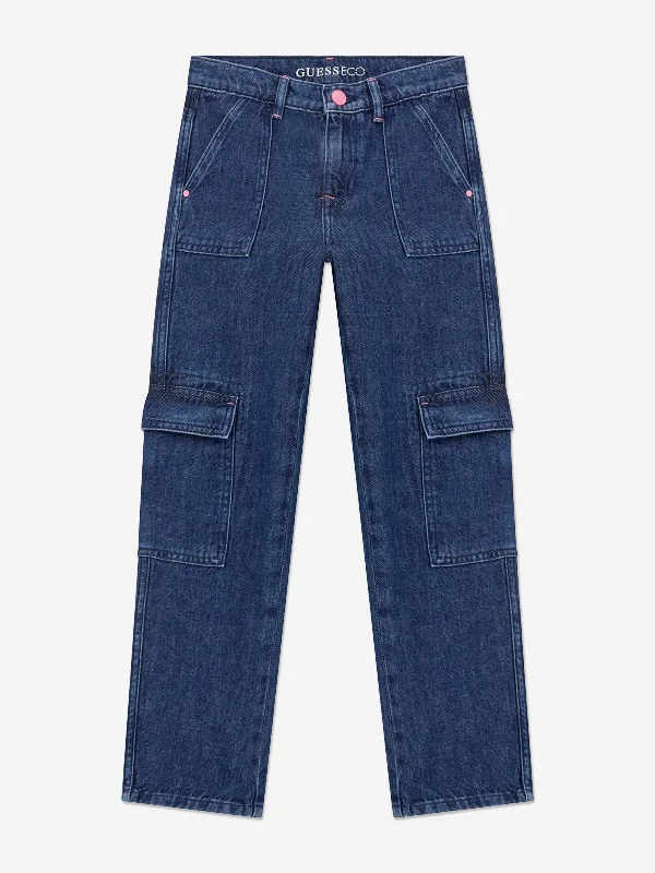 Guess Girls Tencel Cargo Trousers in Blue Trousers Silk Elegant