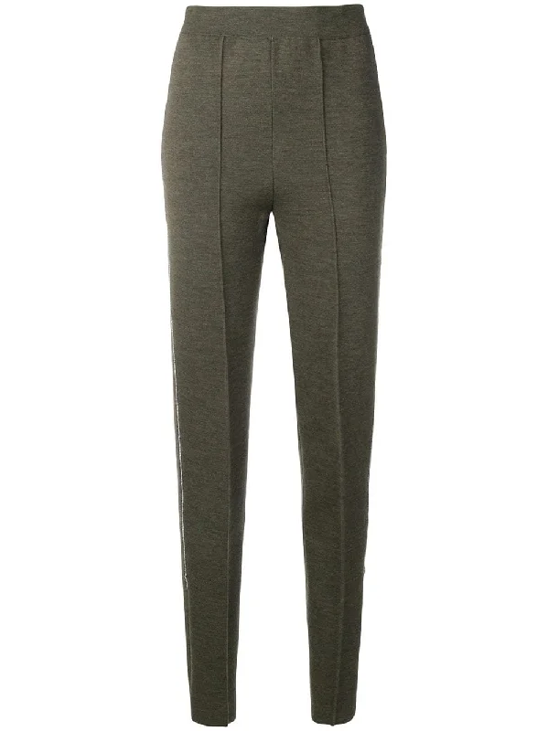 side slit knit trousers Skinny Trousers Denim Stretchy
