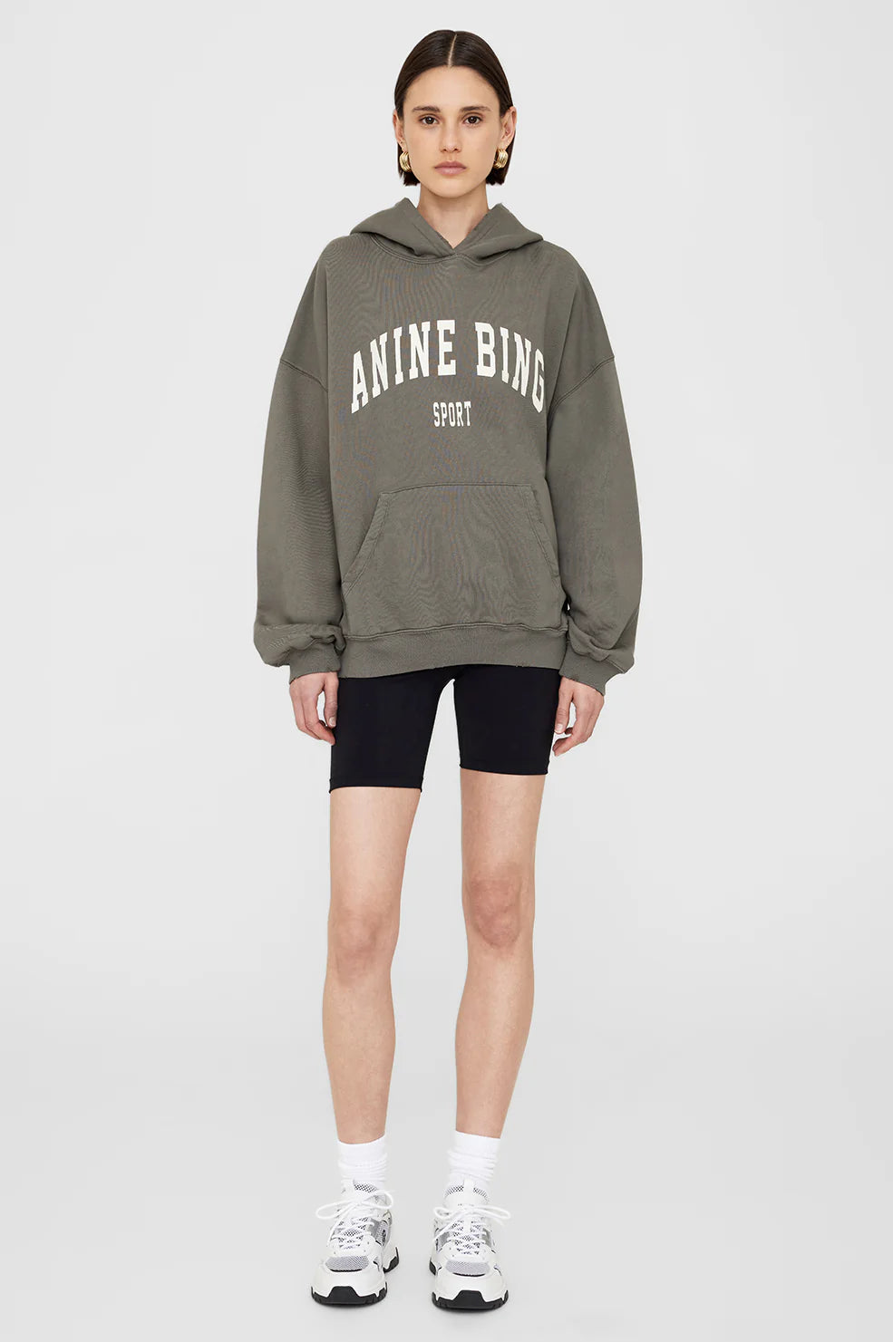 Anine Bing - Harvey Sweatshirt (dusty olive) Hoodie with Toggle Buttons Decorative Unique