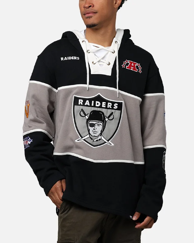 47 Brand Las Vegas Raiders Super Bowl Gridiron Lacer Hoodie Jet Black Hoodie with Drop Shoulder Relaxed Streetwear