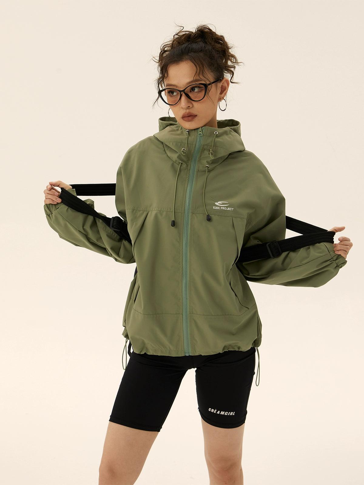 Ezek O'Neill Black Oversized Hoodie - Women'S Zip-Up Windbreaker Jacket With Logo And Drawstring Hood Hoodie with Embroidery Detailed Premium