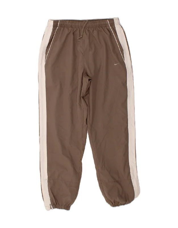 NIKE Womens Tracksuit Trousers Joggers UK 10/12 Medium  Brown Colourblock Trousers Pleated Formal