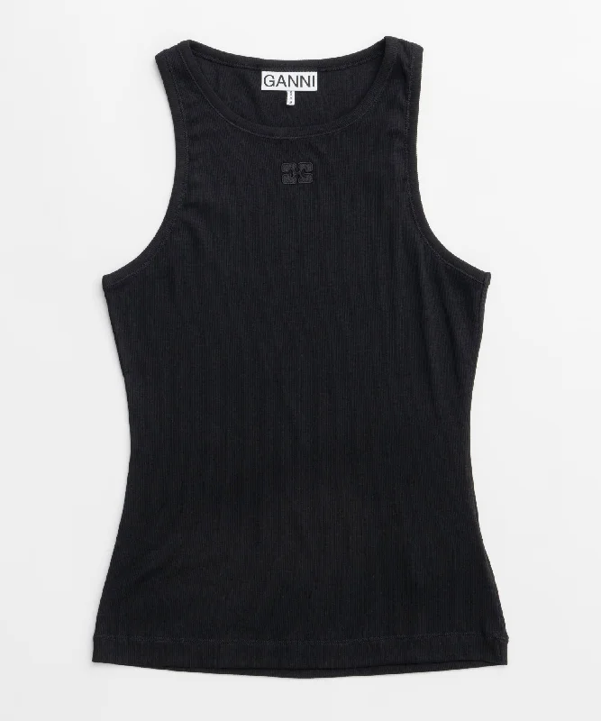 【SALE】【GANNI】Soft Cotton Rib Tank Top sleep tank top