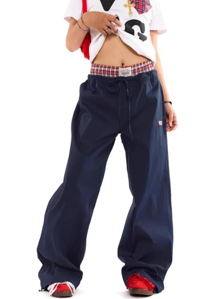 Advbridge Y2k Women Cargo Pants Vintage Harajuku Baggy Streetwear Wide Leg Patchwork Aesthetic Trousers Joggers American Retro Trousers Business Professional