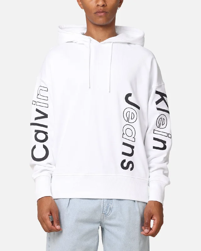 Calvin Klein Blocking Graphic Hoodie Bright White Hoodie with Puffed Sleeves Voluminous Trendy