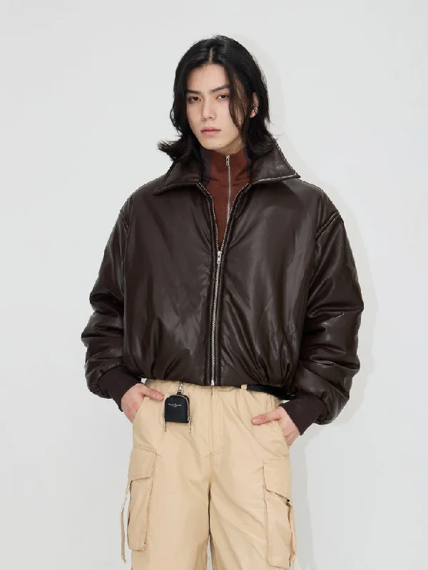 Retro Color Zip Leather Style Jacket【s0000004190】 Elasticated Jacket Padded Jacket Insulated Jacket Retro Color Zip Leather Style Jacket【s0000004190】 Elasticated Jacket Padded Jacket Insulated Jacket