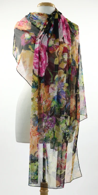 "Lina" Mesh Shawl Stole Wrap Comfortable Embroidered Shawl