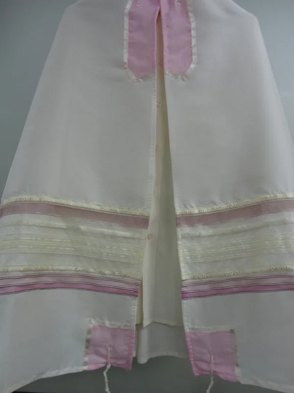 Cream & Pink Tallit For Women, Bat Mitzvah Tallit, Tallit for Girl, Feminine Tallit, Women's Tallit Prayer Shawl Stylish Cashmere Shawl Cape