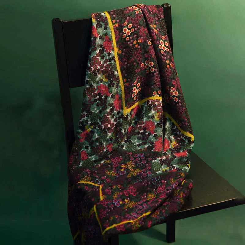 Buddha Stones Tibetan Vintage Palace Oil Painting Flowers Shawl Winter Cozy Travel Scarf Wrap Fashionable Wool Shawl Cape