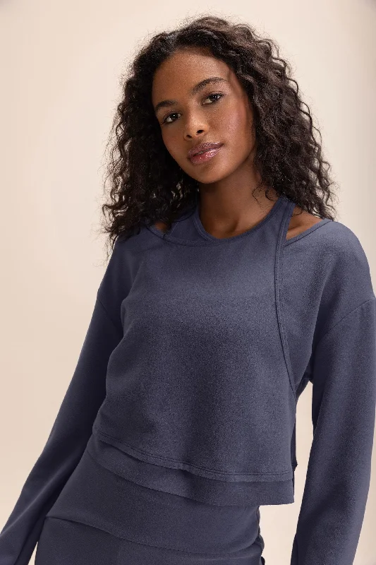 Type Posh Sweatshirt Hoodie with High-Low Hem Asymmetrical Trendy